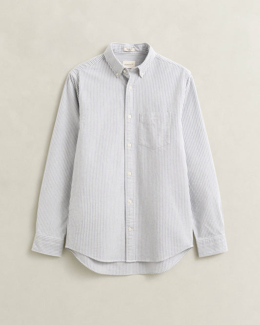 GANT Mens Regular Fit Brushed Oxford Stripe Shirt - 435 Crisp Blue