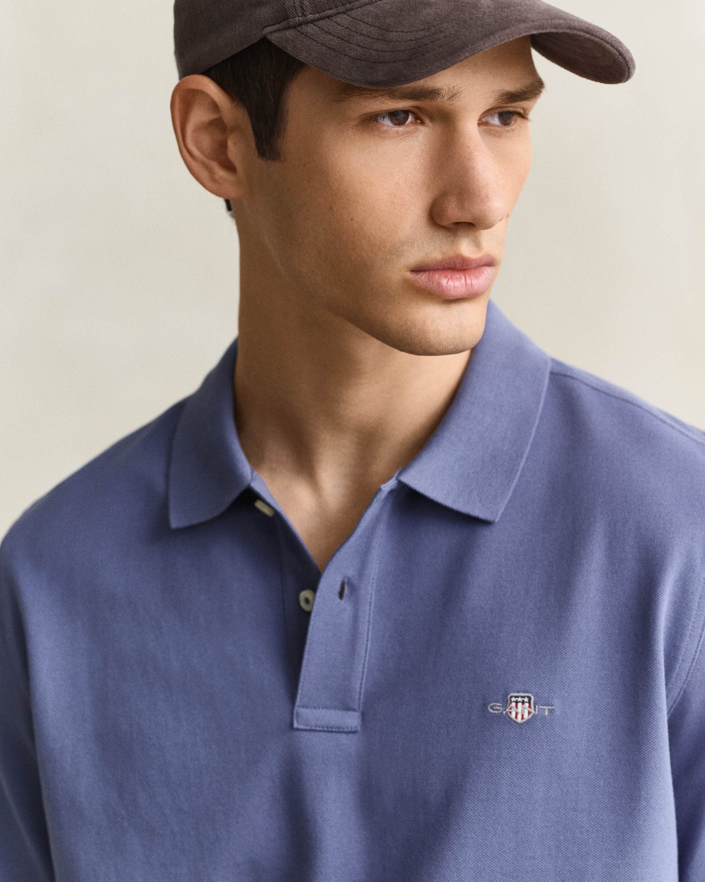 GANT Mens Regular Fit Short Sleeve Shield Logo Pique Polo - 476 Blue Horizon