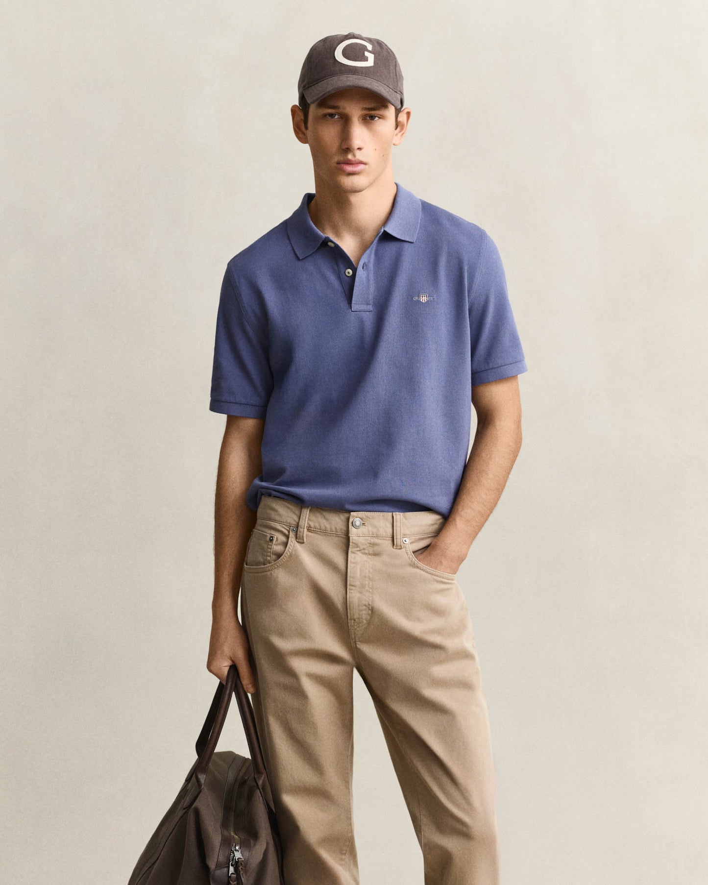 GANT Mens Regular Fit Short Sleeve Shield Logo Pique Polo - 476 Blue Horizon