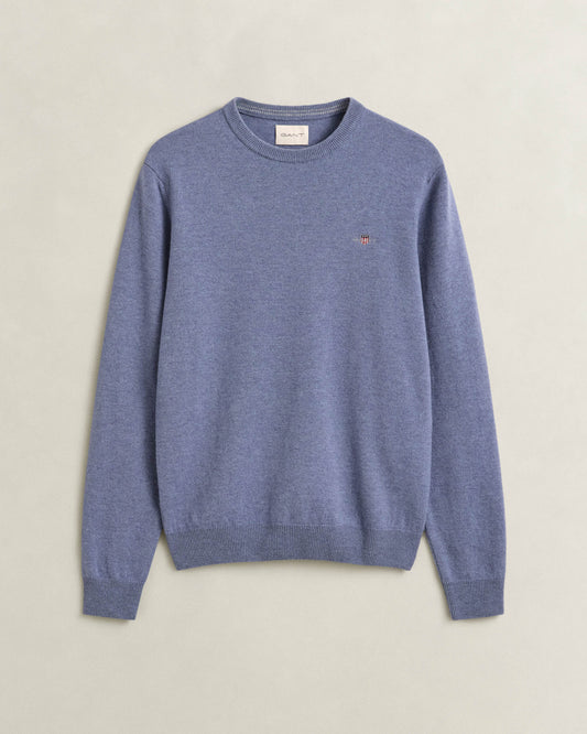 GANT Mens Superfine Lambswool Crew Neck Sweater - 476 Blue Horizon