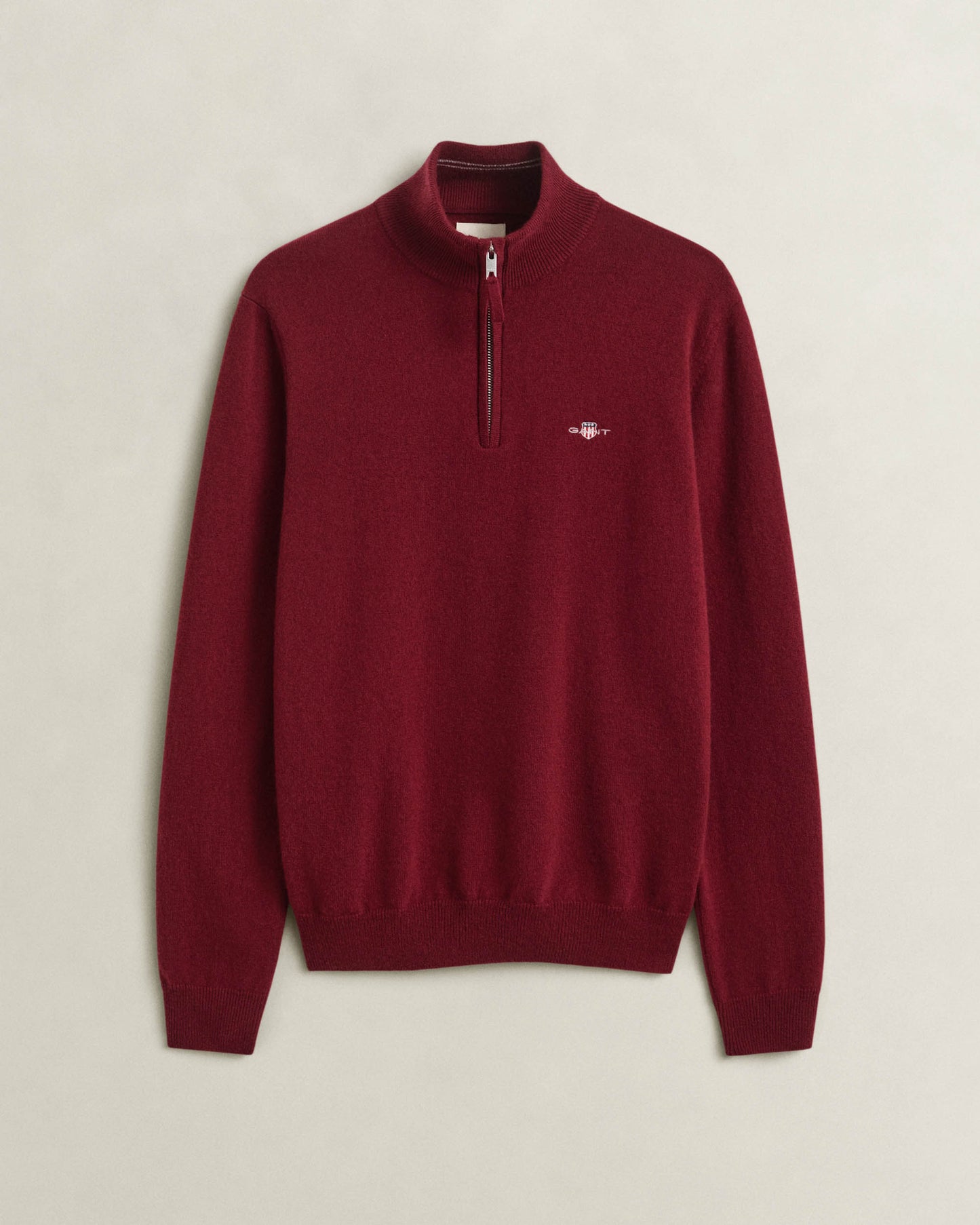 GANT Mens Superfine Lambswool Half Zip Sweater - 604 Plumped Red