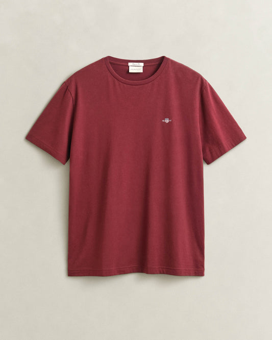 GANT Mens Regular Fit Short Sleeve Shield Logo T-Shirt - 676 Deep Grape Wine