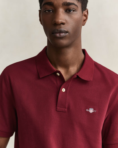 GANT Mens Regular Fit Short Sleeve Shield Logo Pique Polo - 676 Deep Grape Wine