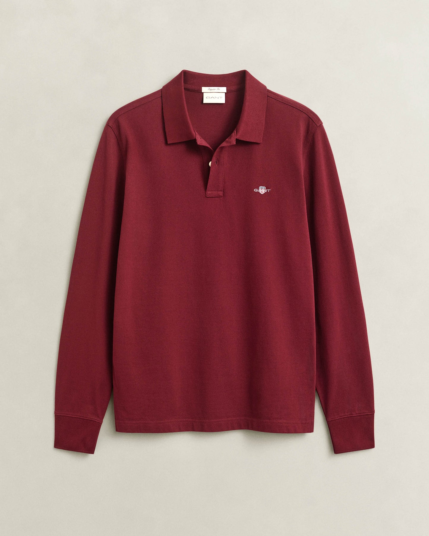 GANT Mens Regular Fit Long Sleeve Shield Logo Pique Rugger - 676 Deep Grape Wine