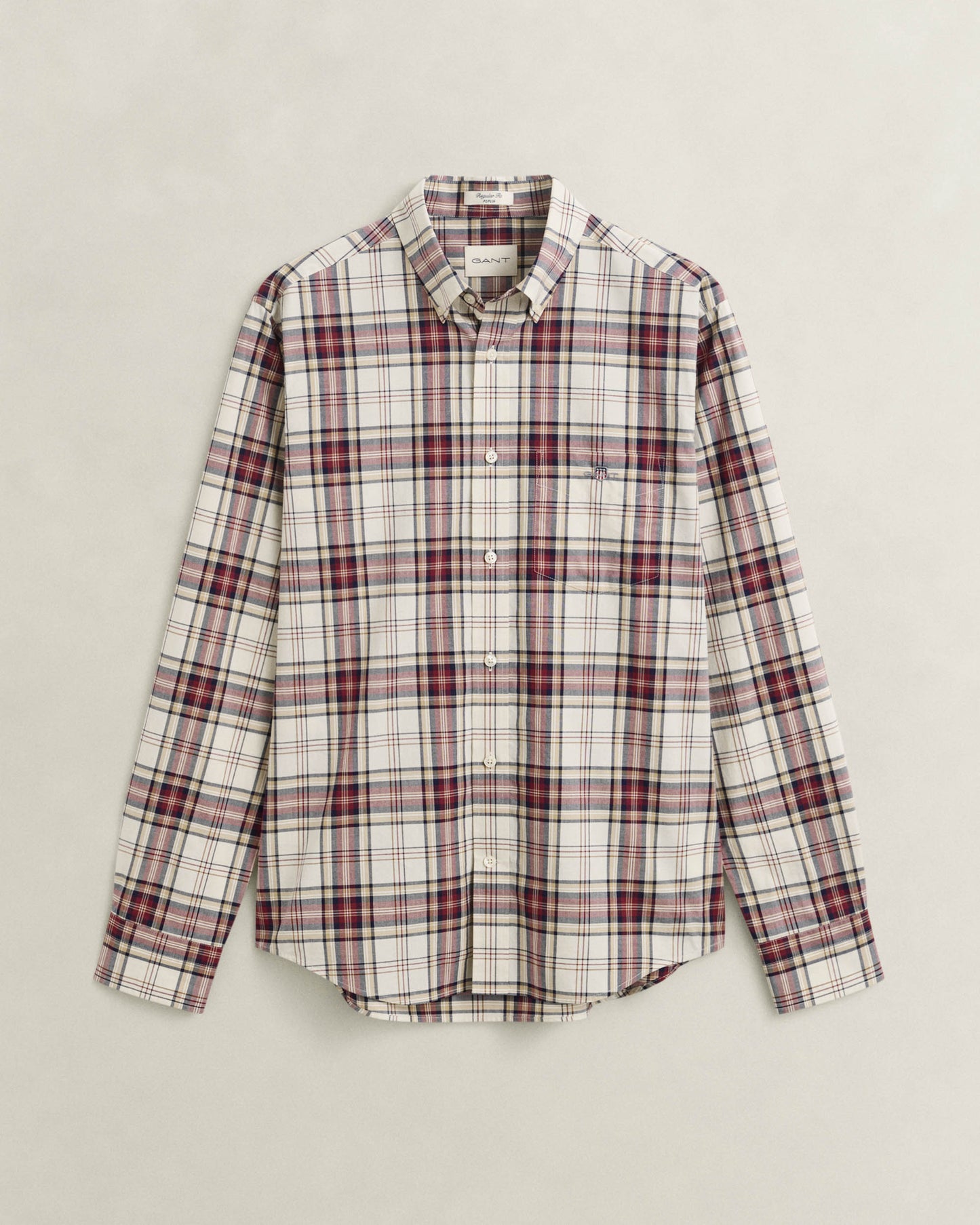GANT Mens Regular Fit Poplin Check Shirt - 676 Deep Grape Wine