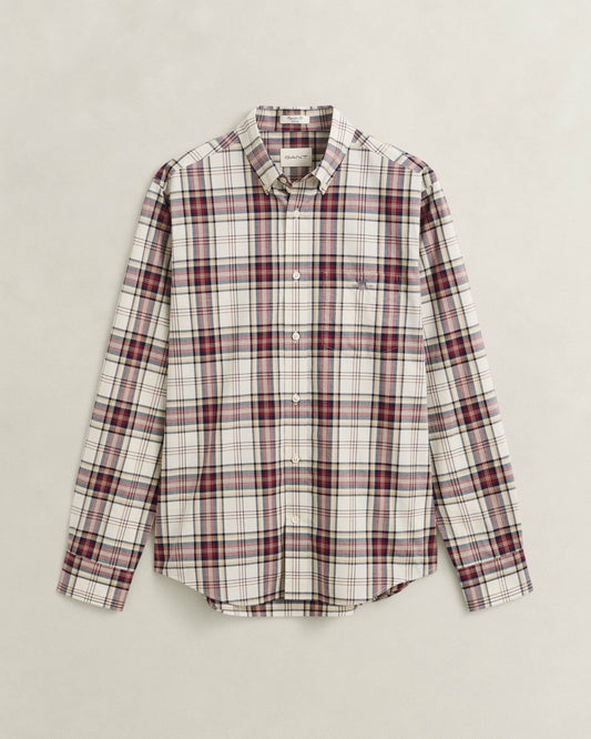 GANT Mens Regular Fit Poplin Check Shirt - 676 Deep Grape Wine