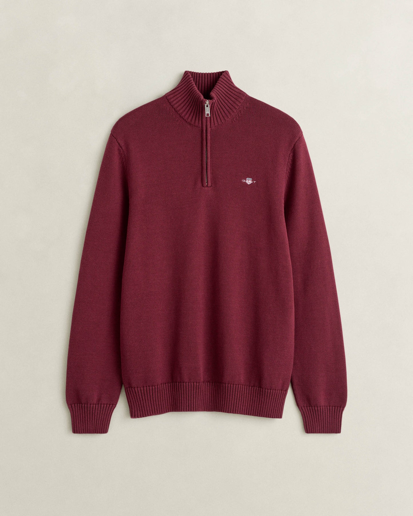 GANT Mens Casual Cotton Half Zip Jumper - 676 Deep Grape Wine