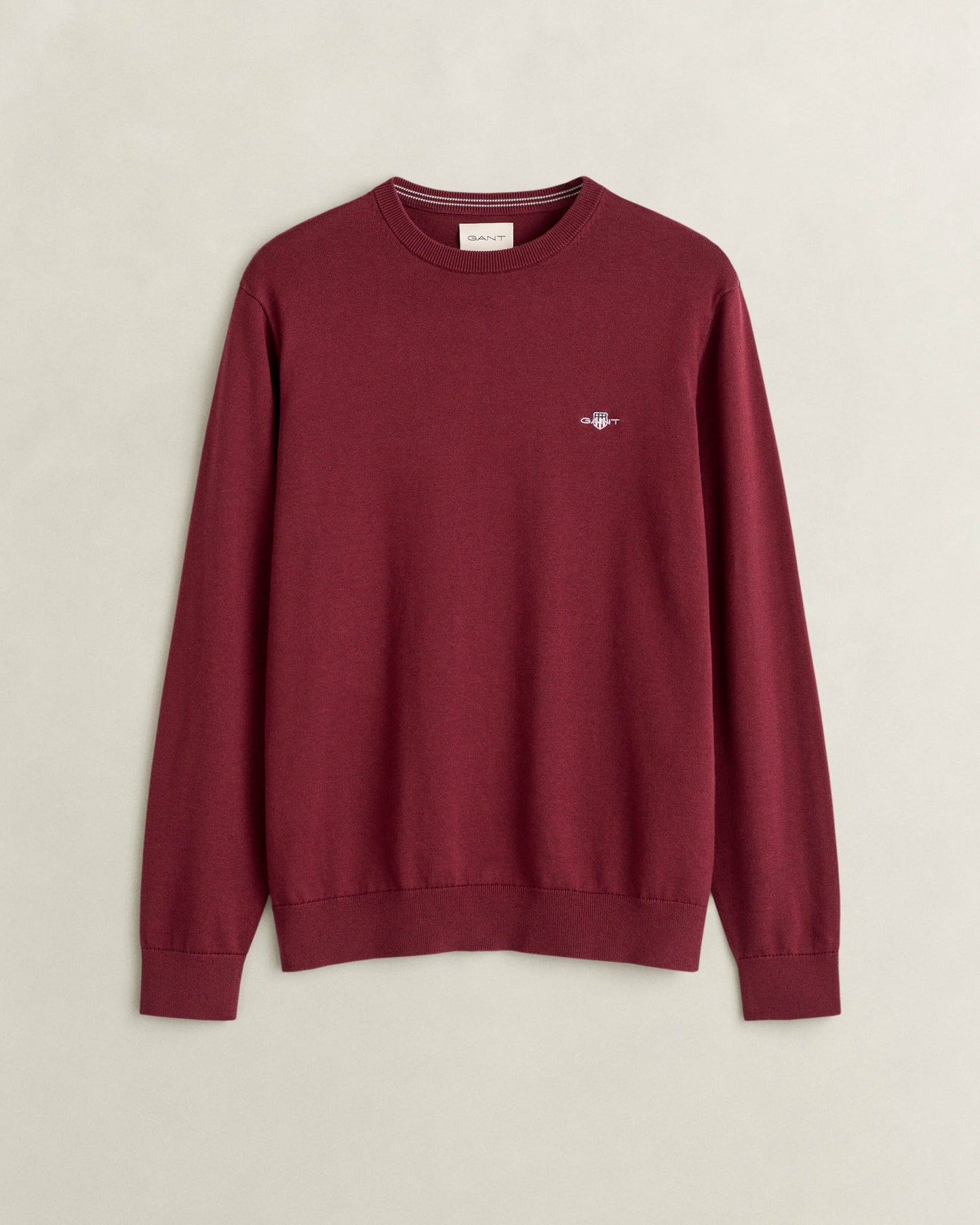 GANT Mens Classic Cotton Shield Logo Crew Neck Jumper - 676 Deep Grape Wine
