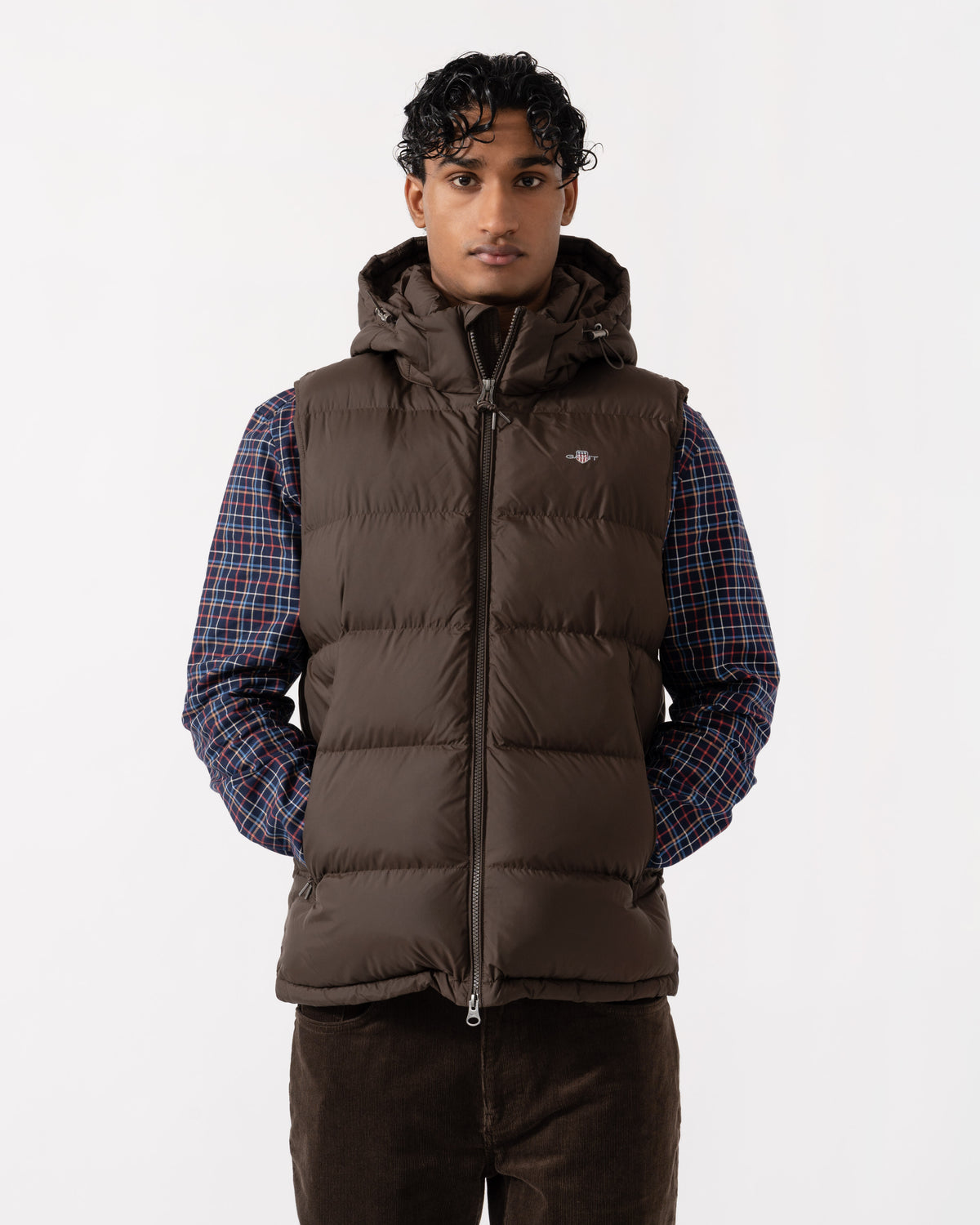 Front of the GANT Mens Active Cloud Vest - 217 Black Brown