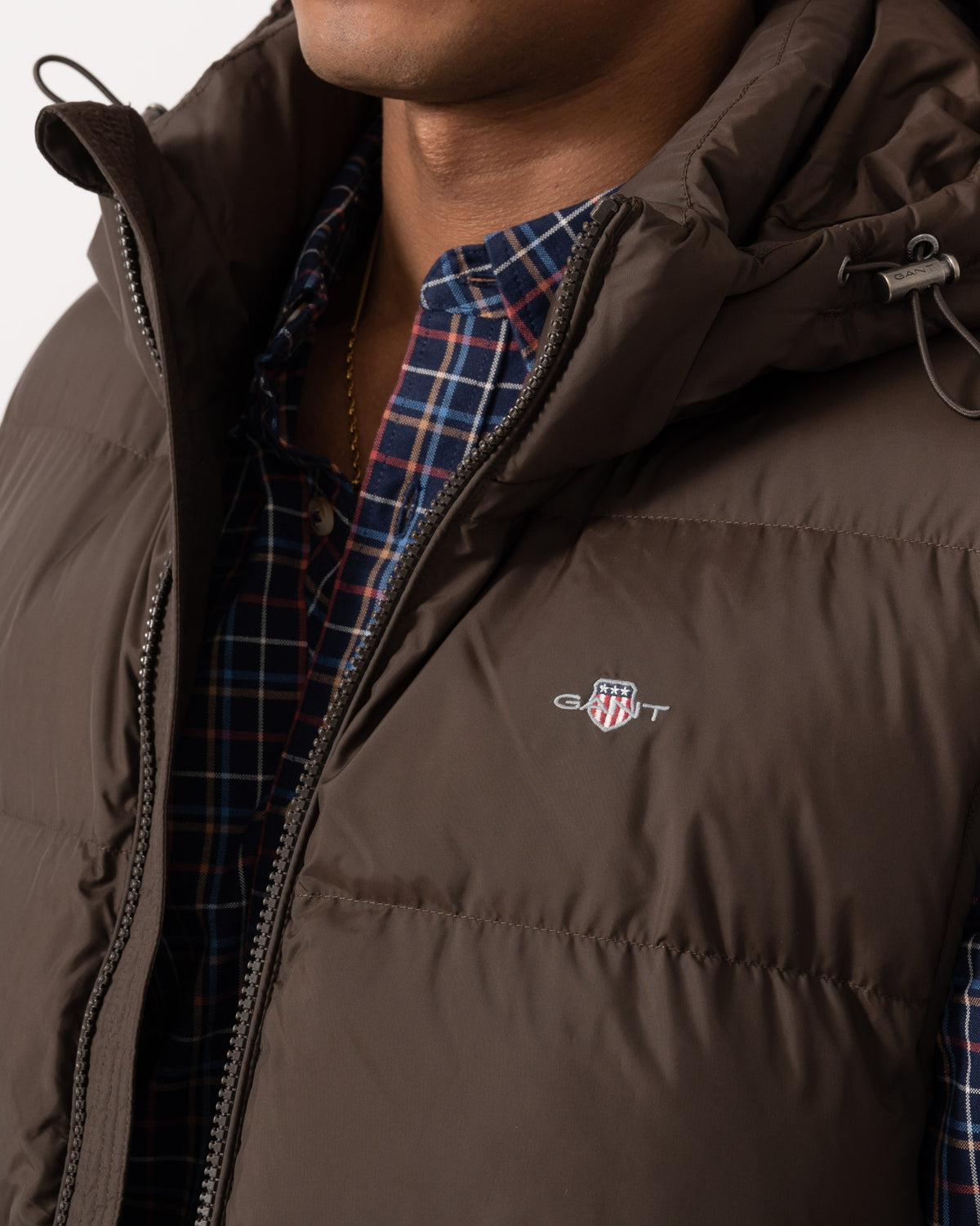 Close up on the GANT Mens Active Cloud Vest - 217 Black Brown