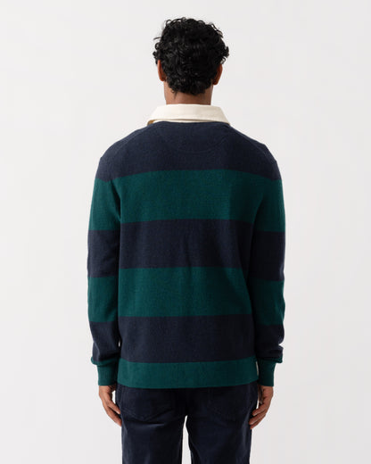 Back of GANT Mens Barstripe Lambswool Rugger - 321 Dark Emerald