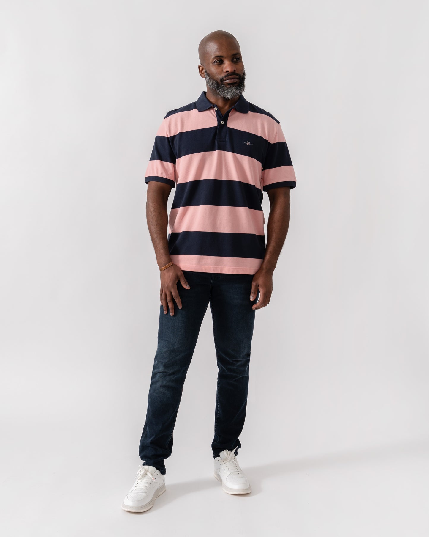 GANT Mens Block Stripe Polo - 671 Bubblegum Pink