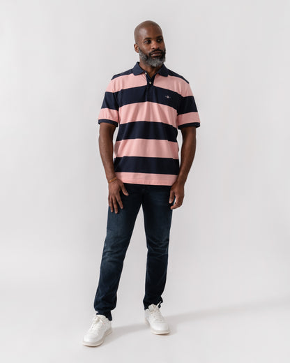 GANT Mens Block Stripe Polo - 671 Bubblegum Pink