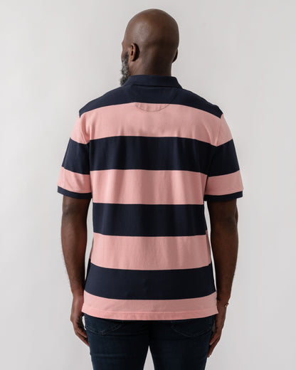 GANT Mens Block Stripe Polo - 671 Bubblegum Pink