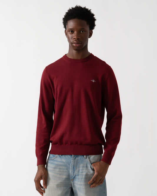 GANT Mens Classic Cotton Crew Neck Jumper - 604 Plumped Red