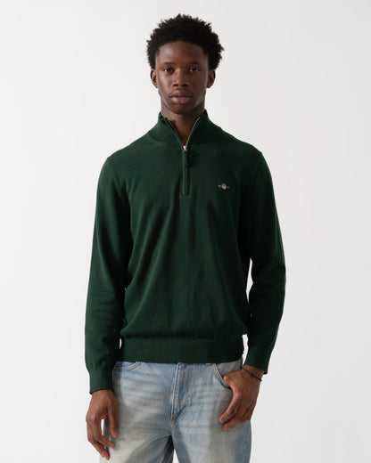 GANT Mens Classic Cotton Half Zip Jumper - 374 Tartan Green