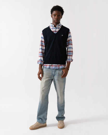 GANT Mens Classic Cotton Knit Vest - 433 Evening Blue
