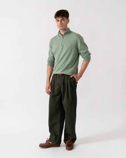 GANT Mens Classic Cotton Shield Logo Half Zip Jumper - 308 Surplus Mint full length