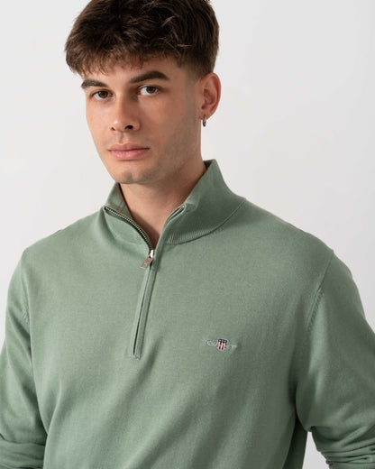 GANT Mens Classic Cotton Shield Logo Half Zip Jumper - 308 Surplus Mint detail