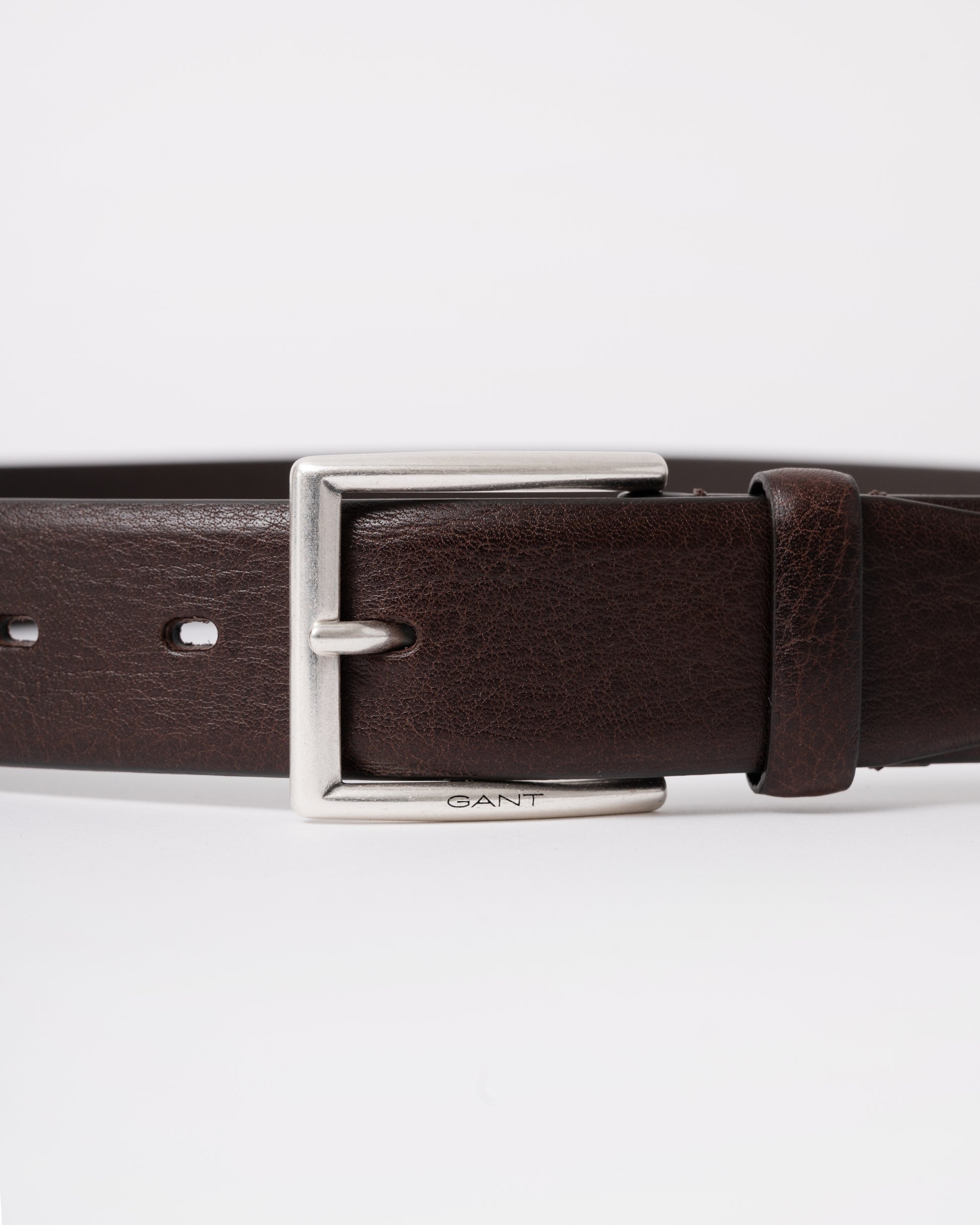GANT Mens Classic Cow Leather Belt - 274 Rich Brown - buckle detail