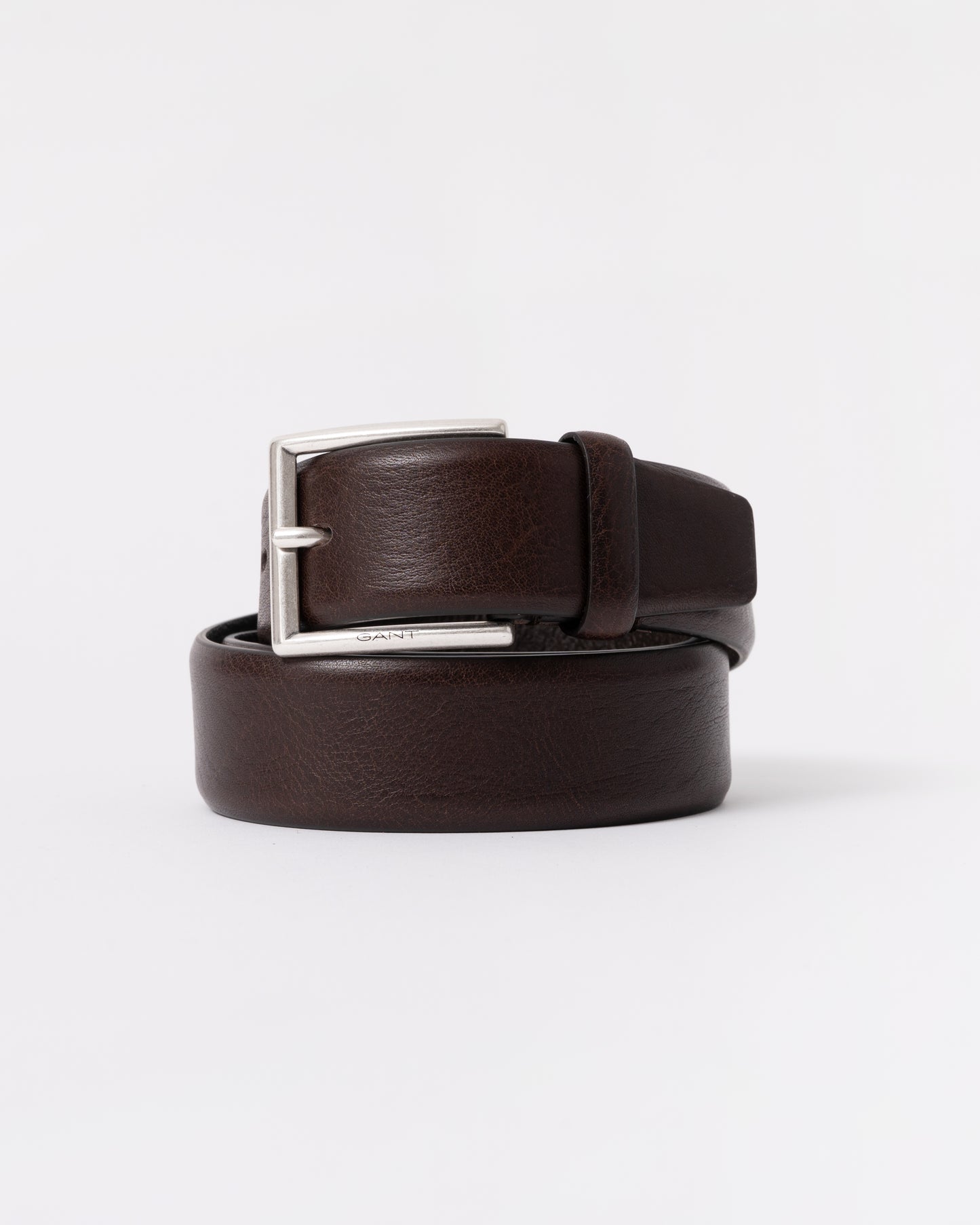 GANT Mens Classic Cow Leather Belt - 274 Rich Brown - belt coiled up