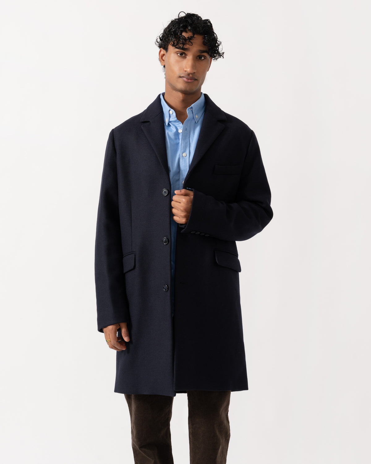 Front of the GANT Mens Classic Wool Coat - 433 Evening Blue