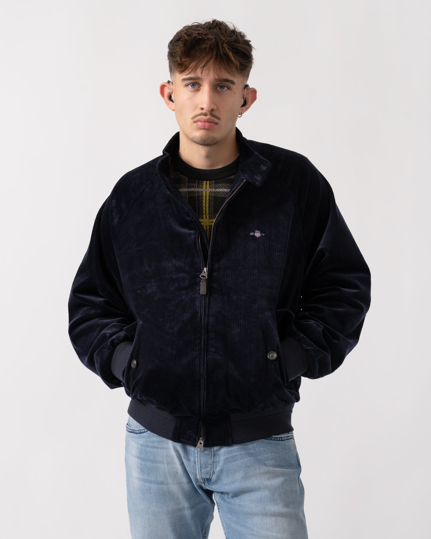 GANT Mens Cord Harrington Jacket - 433 Evening Blue