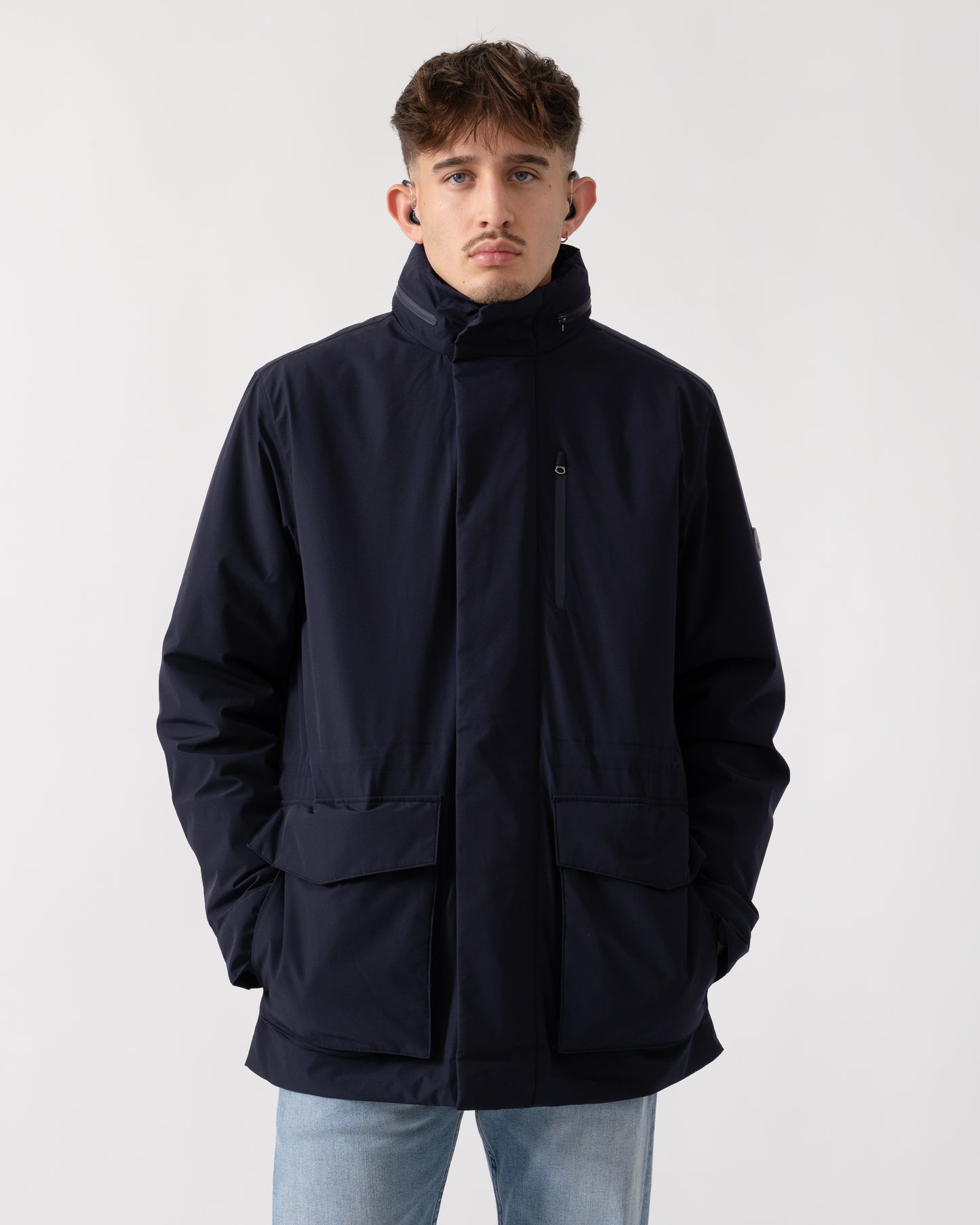 GANT Mens Double Mid Length Jacket - 433 Evening Blue