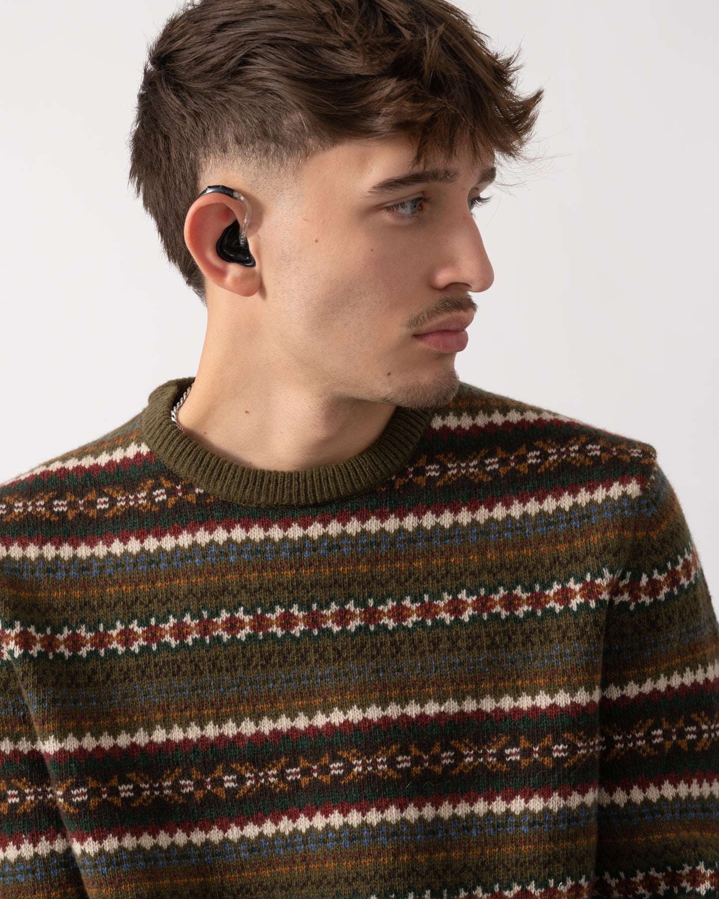 GANT Mens Fair Isle Crew Neck Jumper - 360 Country Green