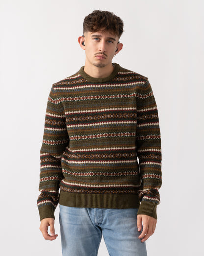 GANT Mens Fair Isle Crew Neck Jumper - 360 Country Green