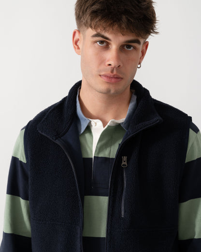 GANT Mens Fleece Gilet - 433 Evening Blue Close up