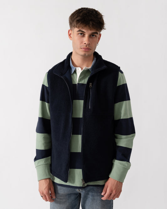 GANT Mens Fleece Gilet - 433 Evening Blue Front