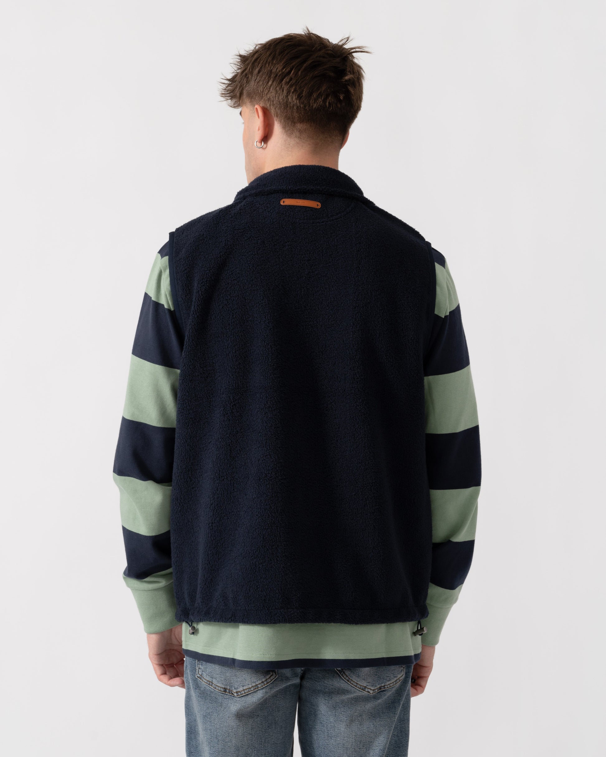 GANT Mens Fleece Gilet - 433 Evening Blue back