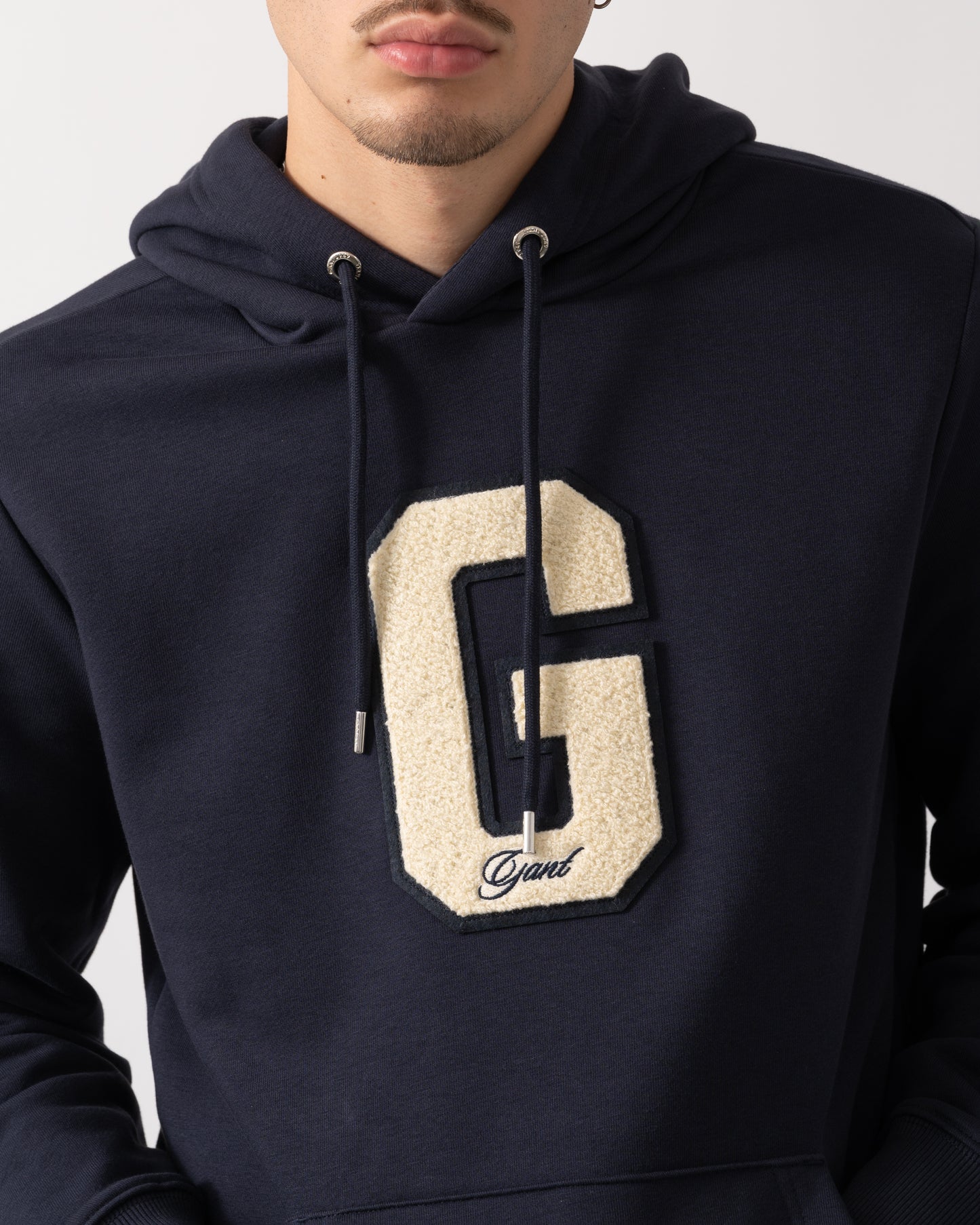 GANT Mens G Badge Hoodie - 433 Evening Blue