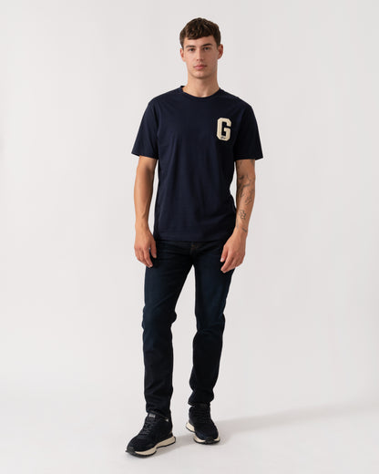 GANT Mens G Badge Short Sleeve T-Shirt - 433 Evening Blue