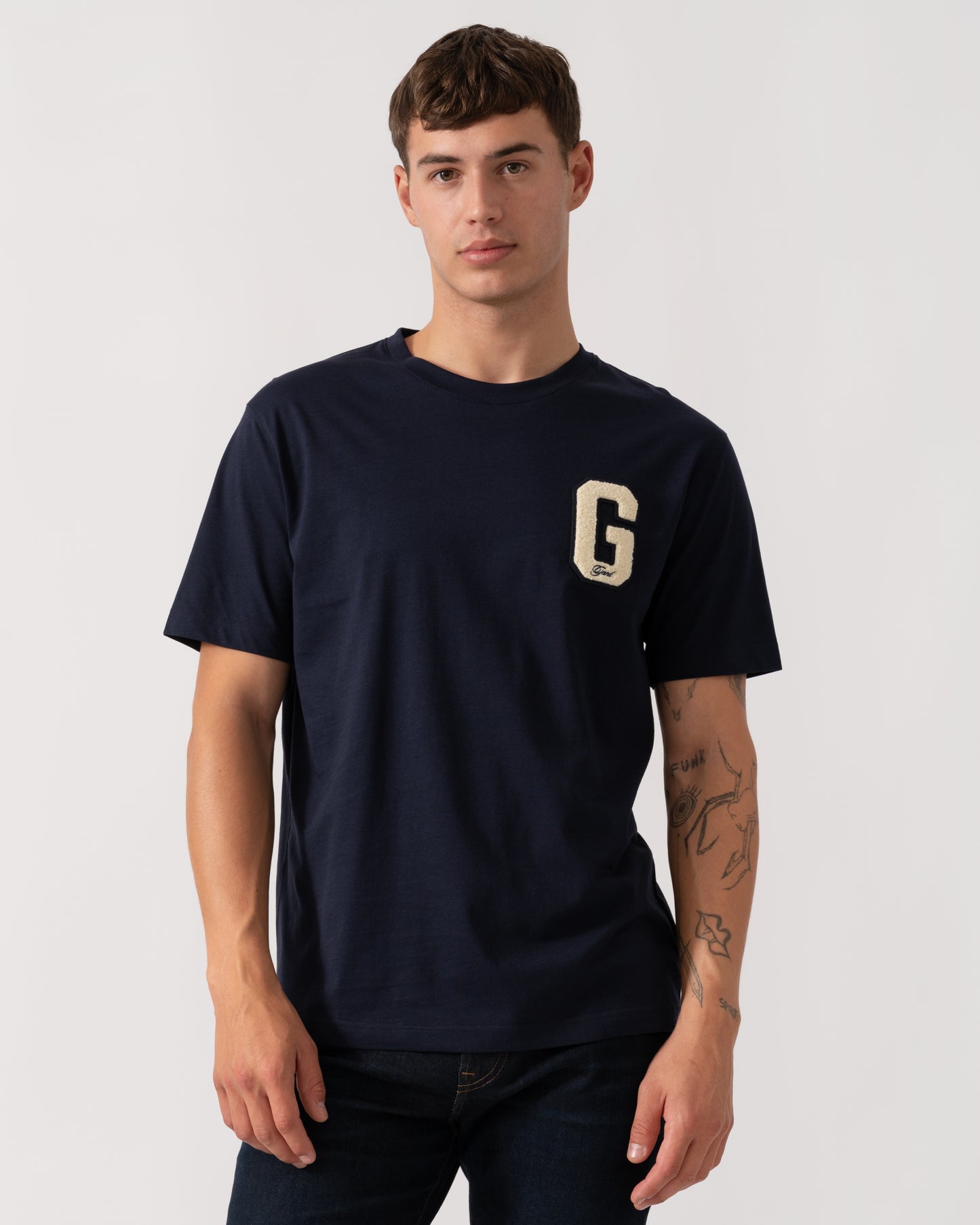 GANT Mens G Badge Short Sleeve T-Shirt - 433 Evening Blue