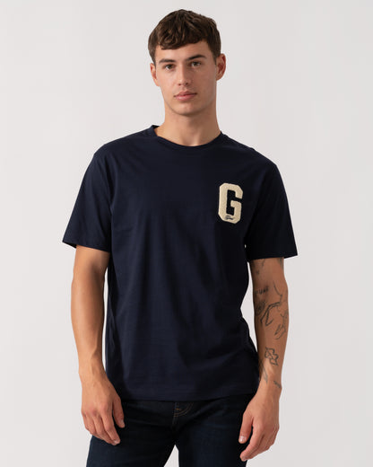GANT Mens G Badge Short Sleeve T-Shirt - 433 Evening Blue