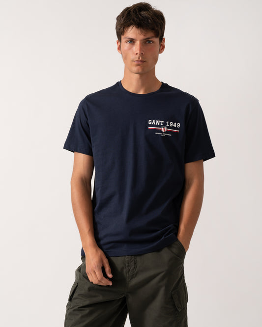 GANT Mens Graphic Short Sleeve T-Shirt - 433 Evening Blue