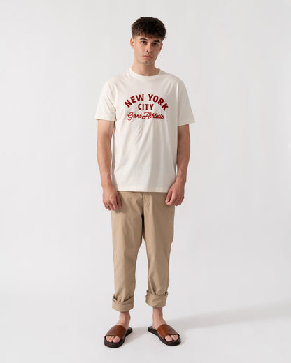 GANT Mens Logo Graphic Short Sleeve T-Shirt - 130 Cream full length