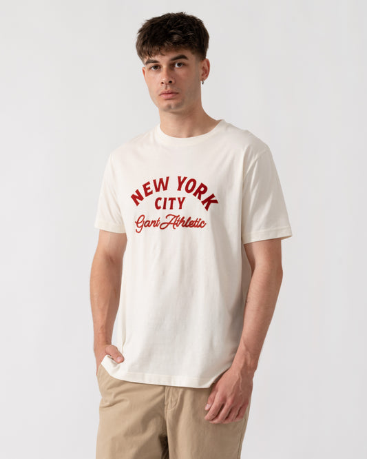 GANT Mens Logo Graphic Short Sleeve T-Shirt - 130 Cream front