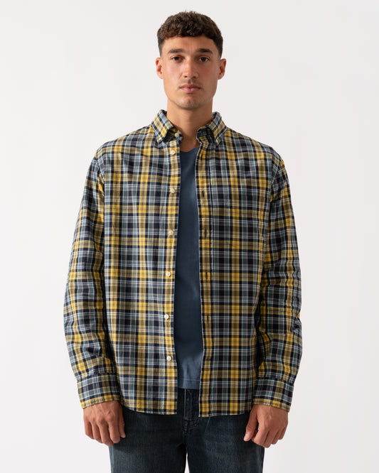 GANT Mens Long Sleeve Archive Poplin Check Shirt - 472 Naval Blue