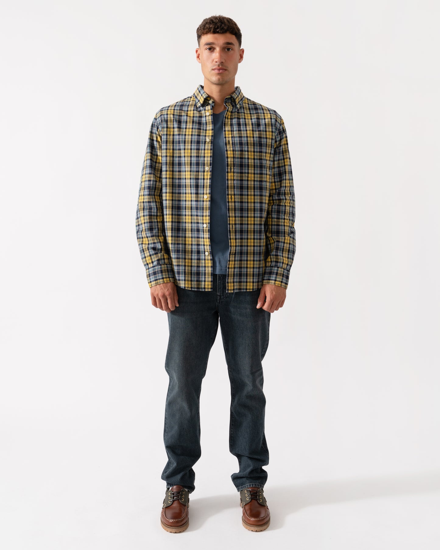 GANT Mens Long Sleeve Archive Poplin Check Shirt - 472 Naval Blue