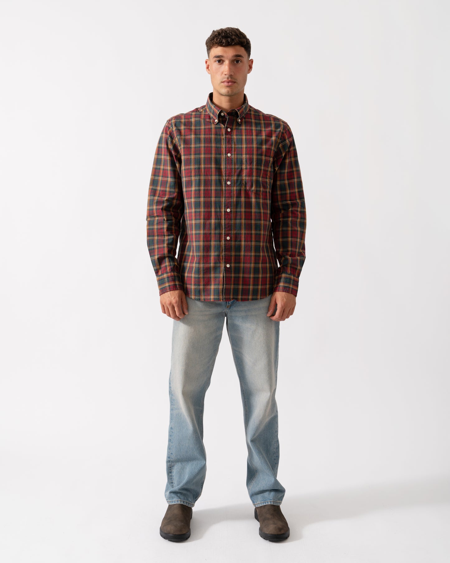 GANT Mens Long Sleeve Archive Poplin Check Shirt - 604 Plumped Red