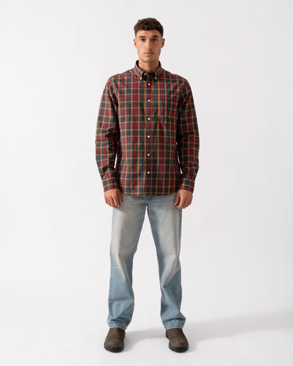 GANT Mens Long Sleeve Archive Poplin Check Shirt - 604 Plumped Red