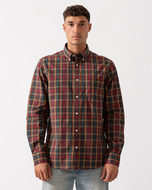GANT Mens Long Sleeve Archive Poplin Check Shirt - 604 Plumped Red