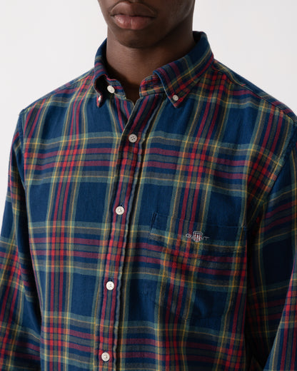 GANT Mens Long Sleeve Indigo Twill Check Shirt - 969 Indigo