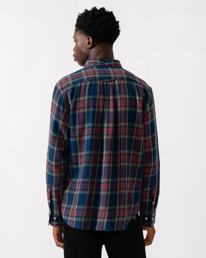GANT Mens Long Sleeve Indigo Twill Check Shirt - 969 Indigo