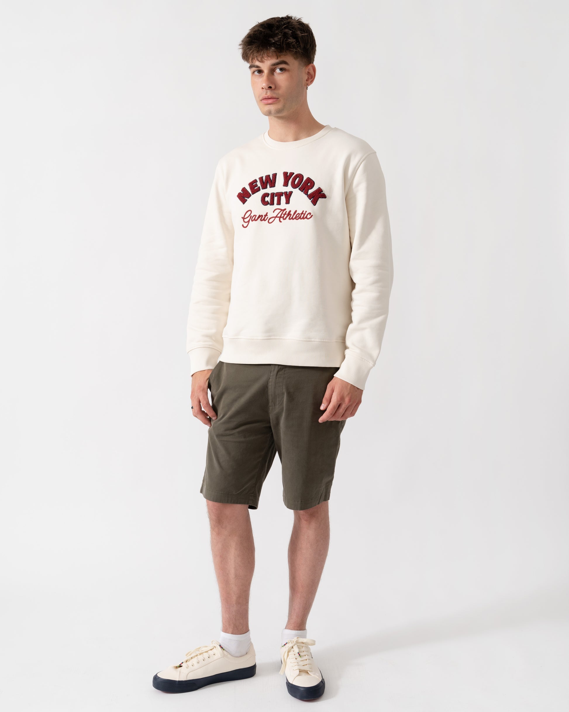 GANT Mens NYC Graphic Crew Neck Sweatshirt - 130 Cream