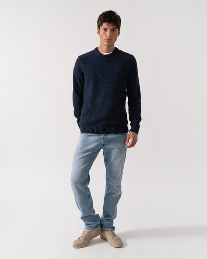 GANT Mens Neps Wool Crew Neck Jumper - 433 Evening Blue