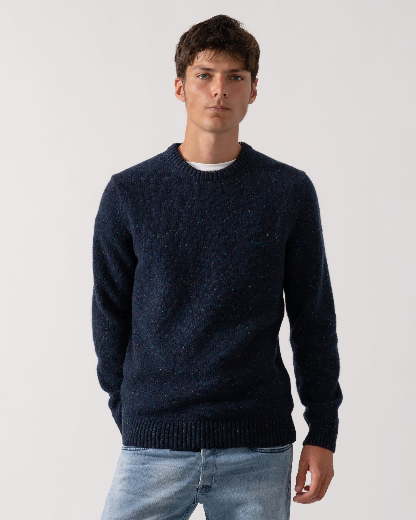 GANT Mens Neps Wool Crew Neck Jumper - 433 Evening Blue